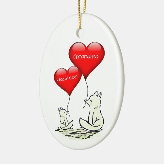 Kute Big and Small Fox met Red Hearts Keramisch Ornament (Links)