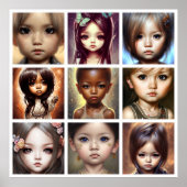 Kute big eye boy Toddlers Moderne Art 9 Poster (Voorkant)