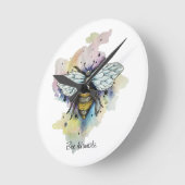 Kute bij en regenboogspoelklok ronde klok (Hoek)