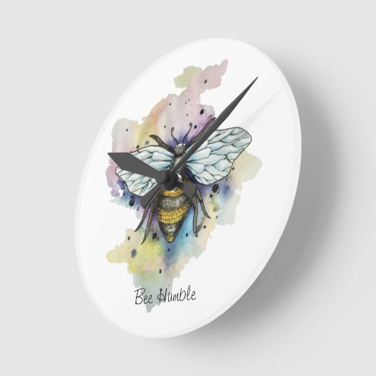 Kute bij en regenboogspoelklok ronde klok (Hoek)