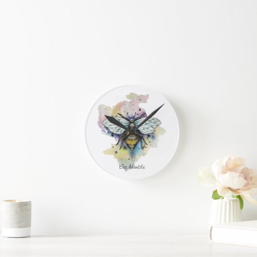 Kute bij en regenboogspoelklok ronde klok (Huis)