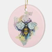 Kute bij en regenboogwas kerstversiering keramisch ornament (Links)