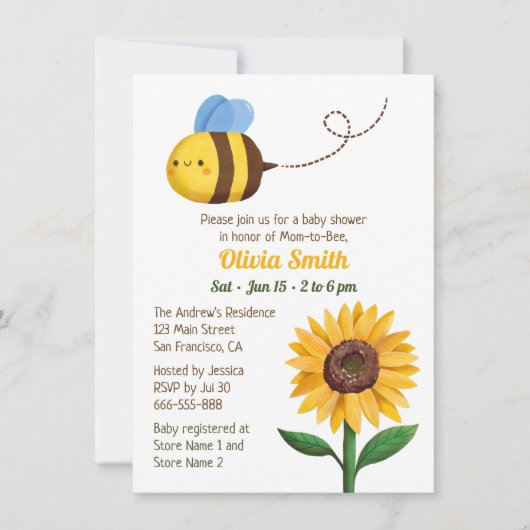 Kute bij- en zonnebloempjes kaart (Voorkant)