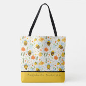 Kute bij met blauwe Petten personaliseer Canvas ta Tote Bag (Voorkant)