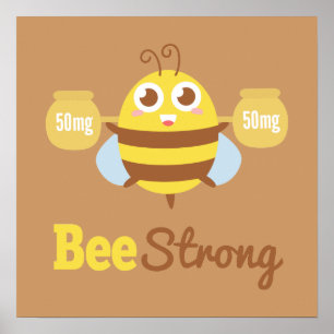 Kute bij met honingpotten is een sterk paardenwand poster