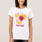 Kute bij met roze Valentijn Hart Sweet Stuk T-shirt (Voorkant)
