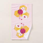 Kute bij met roze Valentijn harten Bad Handdoek (Handdoek)