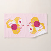 Kute bij met roze Valentijn harten Bad Handdoek (Handdoek)
