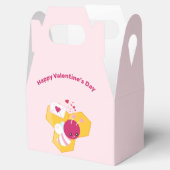 Kute bij met roze Valentijn harten Bedankdoosjes (Geopend)