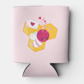 Kute bij met roze Valentijn harten Blikjeskoeler (Voorkant)