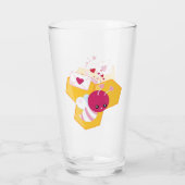 Kute bij met roze Valentijn harten Glas (Achterkant)