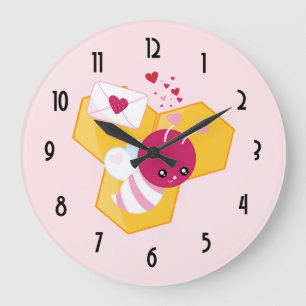 Kute bij met roze Valentijn harten Grote Klok