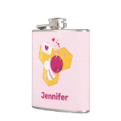 Kute bij met roze Valentijn harten Heupfles (Links)