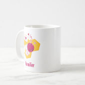 Kute bij met roze Valentijn harten Koffiemok (Voorkant links)