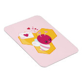Kute bij met roze Valentijn harten Magneet (Rechterzijde)