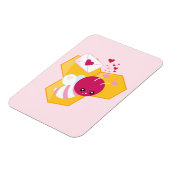 Kute bij met roze Valentijn harten Magneet (Linkerzijde)