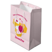 Kute bij met roze Valentijn harten Medium Cadeauzakje (Achterkant Gekanteld)