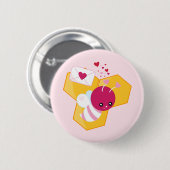 Kute bij met roze Valentijn harten Ronde Button 5,7 Cm (Voorkant /achterkant)