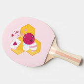 Kute bij met roze Valentijn harten Tafeltennisbatje (Zijkant)