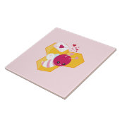 Kute bij met roze Valentijn harten Tegeltje (Zijkant)