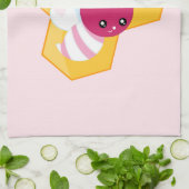 Kute bij met roze Valentijn harten Theedoek (Gevouwen)