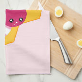 Kute bij met roze Valentijn harten Theedoek (Quarter Fold)