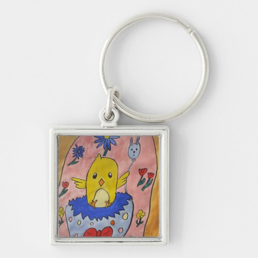 Kute bij paaschick Key Ring Sleutelhanger (Voorkant)