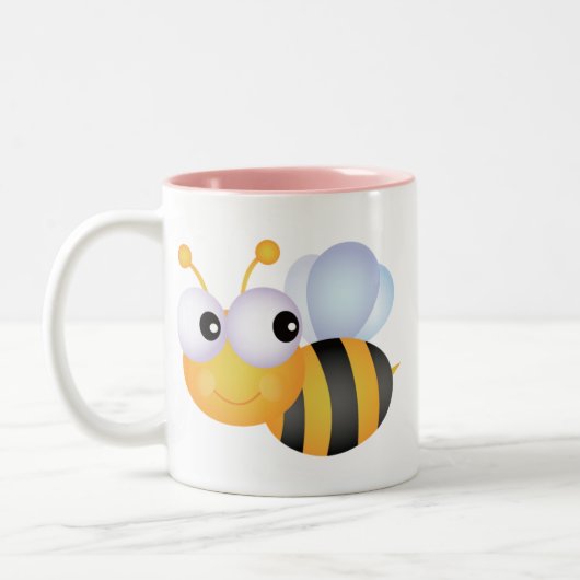 Kute bij; Roze Tweekleurige Koffiemok (Links)
