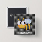 Kute bij; Slank Vierkante Button 5,1 Cm (Voorkant /achterkant)