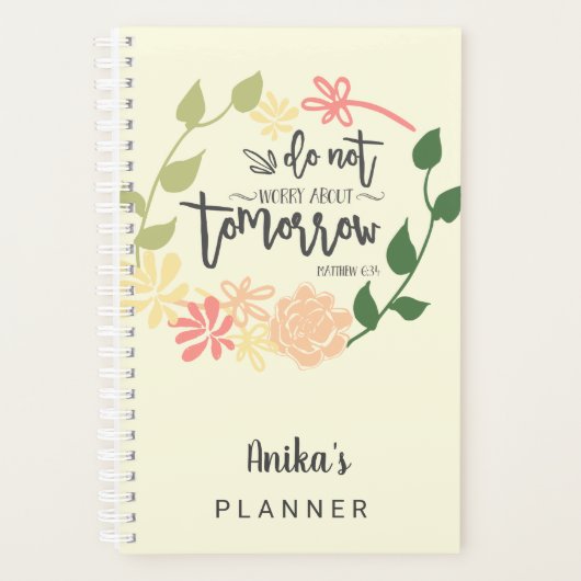 Kute Bijbel Verse bloem met Christelijk borstschri Planner (Voorkant)