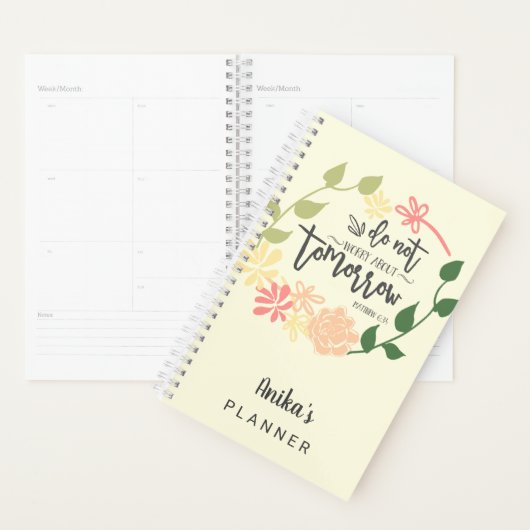 Kute Bijbel Verse bloem met Christelijk borstschri Planner (Display)