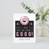 Kute Bijbel Verse Psalm 34:8 met Roze Doughnut Briefkaart (Staand voorkant)