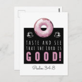 Kute Bijbel Verse Psalm 34:8 met Roze Doughnut Briefkaart (Voorkant / Achterkant)
