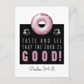 Kute Bijbel Verse Psalm 34:8 met Roze Doughnut Briefkaart (Voorkant)
