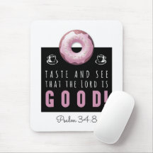 Kute Bijbel Verse Psalm 34:8 met Roze Doughnut