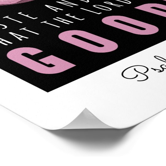 Kute Bijbel Verse Psalm 34:8 met Roze Doughnut Poster (Hoek)