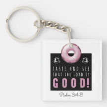 Kute Bijbel Verse Psalm 34:8 met Roze Doughnut