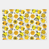 Kute bijen die het blad van 3 invullen inpakpapier vel (Voorkant)