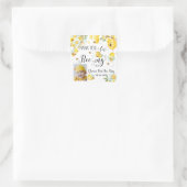 Kute bijen Floral 1 september Favor Foto Vierkante Sticker (Tas)