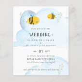 Kute bijen World Waterverf WEDDING Invitation (Voorkant)