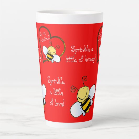 Kute bijen zijn mijn Valentijn Rood Latte Mok (Voorkant)