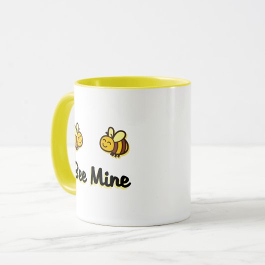 Kute bijenmijn Retro Bumble Bees Licht in kleur Mok (Voorkant links)