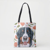 Kute Birmese berg Dog Poppy Flower Pattern Tote Bag (Voorkant)