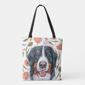 Kute Birmese berg Dog Poppy Flower Pattern Tote Bag (Achterkant)