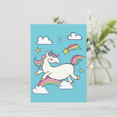 Kute Birthday Doodle Rainbow Unicorn and Stars. Kaart (Staand voorkant)
