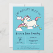 Kute Birthday Doodle Rainbow Unicorn and Stars. Kaart (Voorkant)