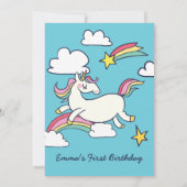 Kute Birthday Doodle Rainbow Unicorn and Stars. Kaart (Achterkant)