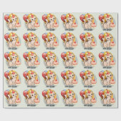Kute Birthday Kat Wrapping Paper Cadeaupapier (Vlak)