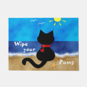 Kute Black Cat Beach Theme Veeg uw poten van de de Deurmat (Voorkant)