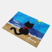 Kute Black Cat Beach Theme Veeg uw poten van de de Deurmat (Schuin)